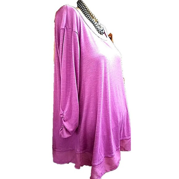 Style & Co Womens Top Lilac Size 2X Shirred Sleeves Boho New - Picture 2 of 5